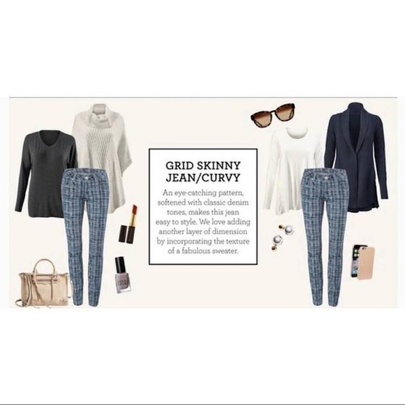 CAbi Style 3047 Blue Grid Tie Dye 5-Pocket Curvy Jeggings Stretch Jeans 2 - Picture 11 of 11